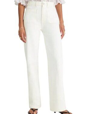 Madewell The Cleo Straight Jean~Size 31~White High Rise Patch Pocket NWT L6 32